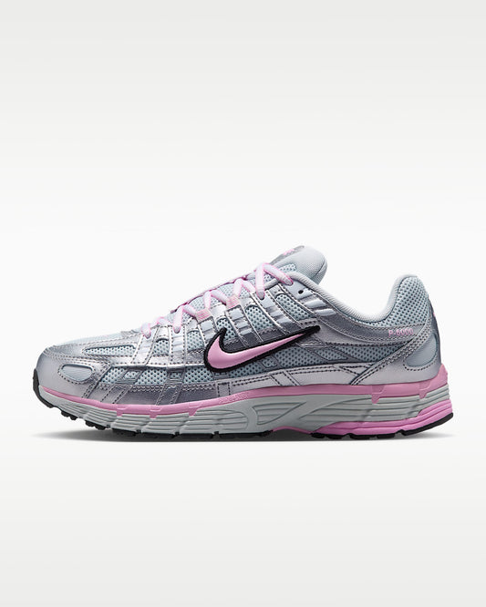 Nike P-6000 – Metallic Silver / Pink Mesh Athletic Sneakers