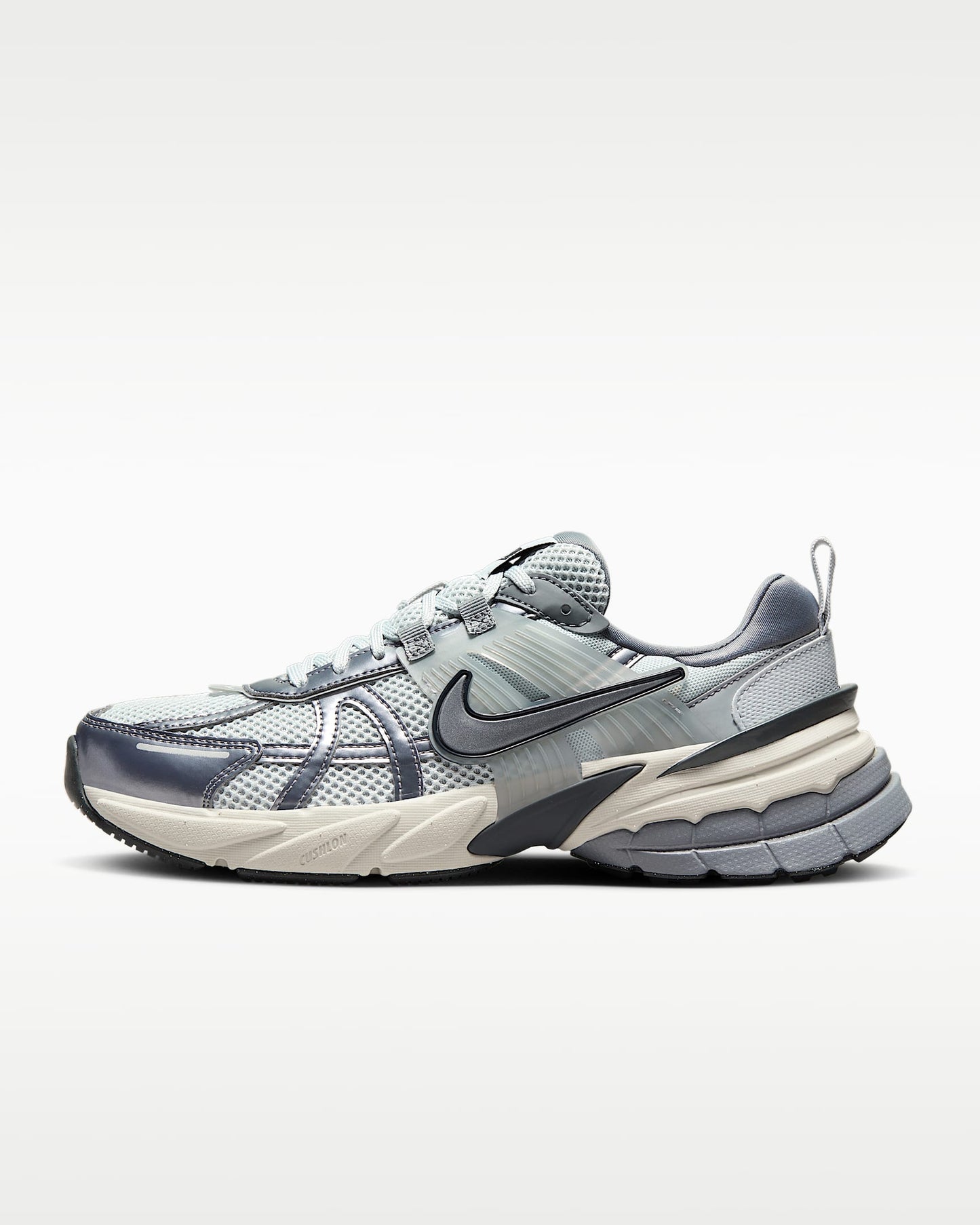 Nike V2K Run – Grey / Silver Mesh Athletic Sneakers