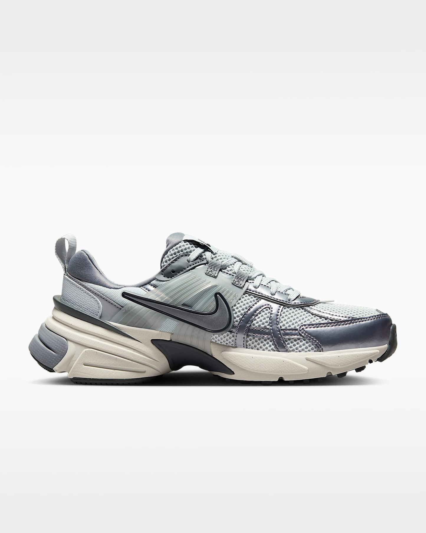 Nike V2K Run – Grey / Silver Mesh Athletic Sneakers