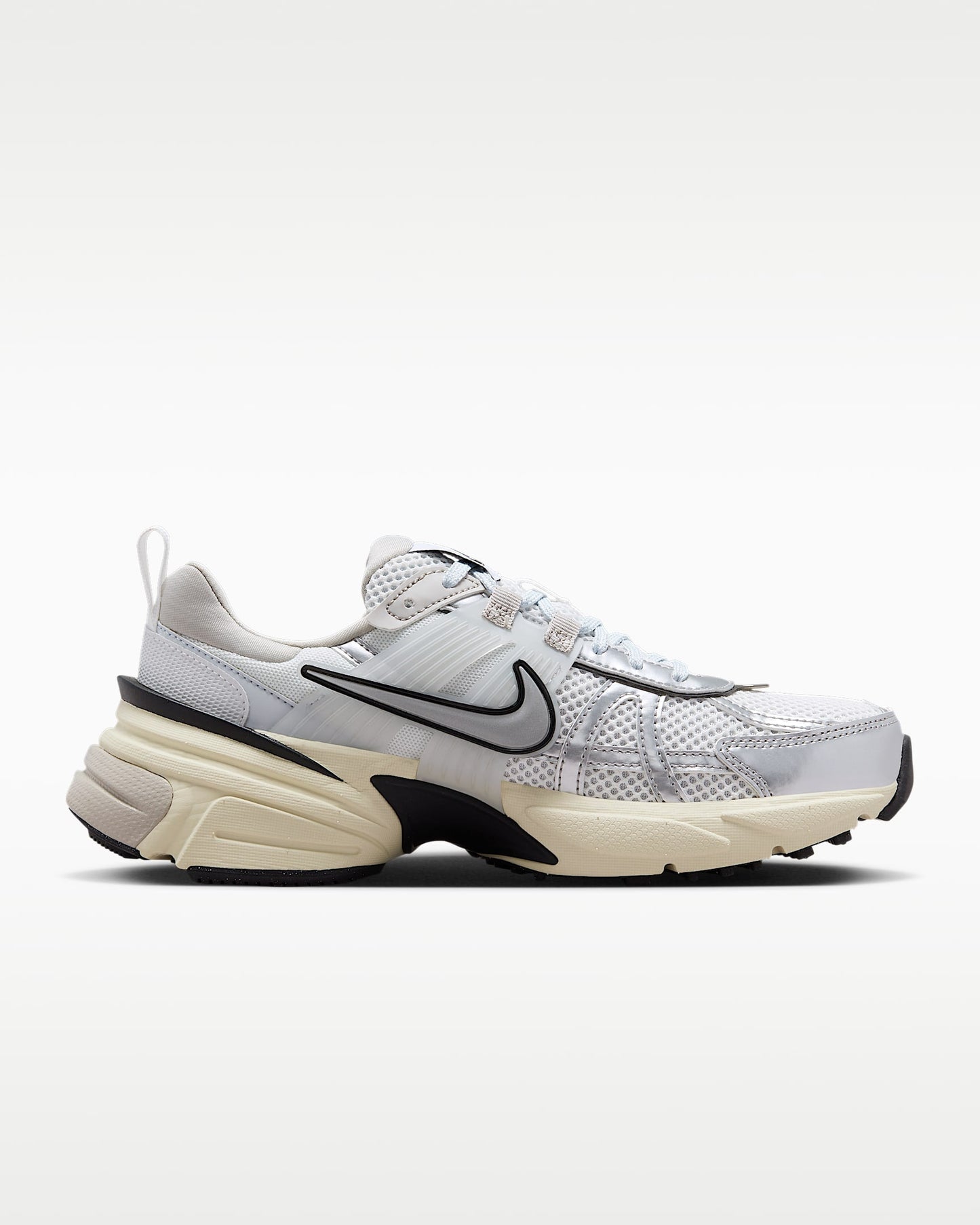 Nike V2K Run – White / Silver / Black Mesh Athletic Sneakers