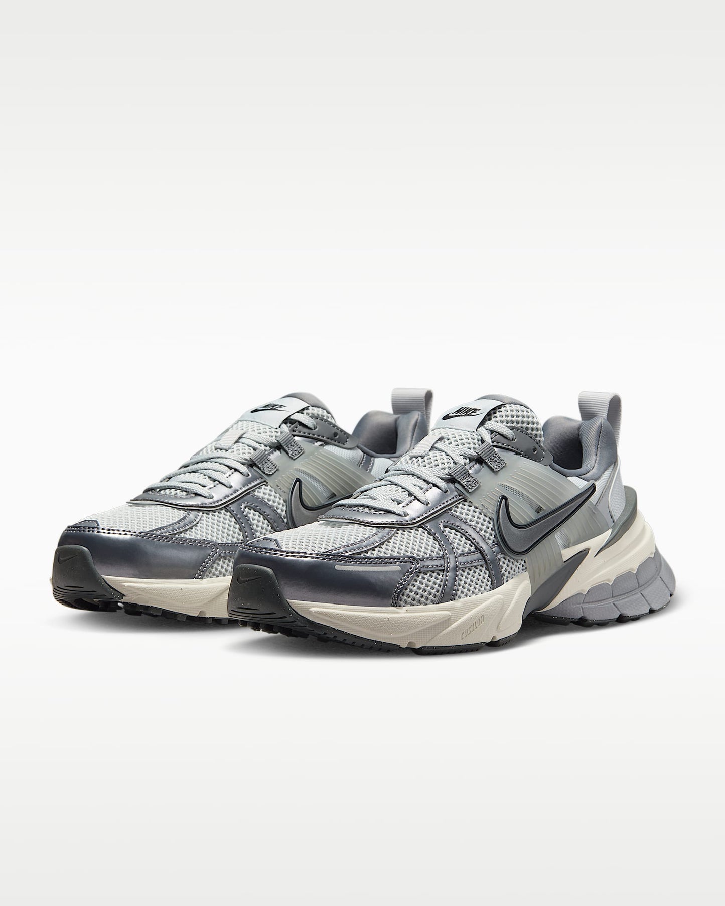 Nike V2K Run – Grey / Silver Mesh Athletic Sneakers