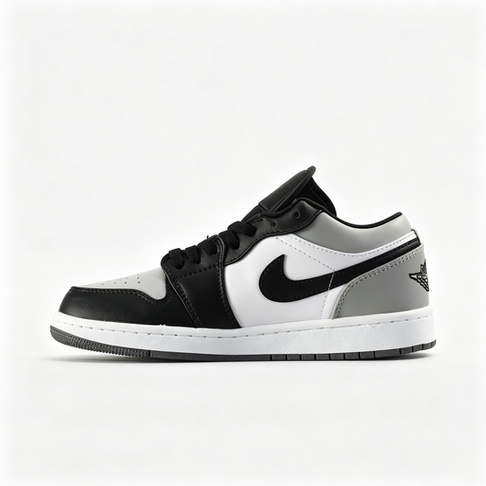 Air Jordan 1 Low 'Black & Light Grey' – White Leather Low-Top Sneakers
