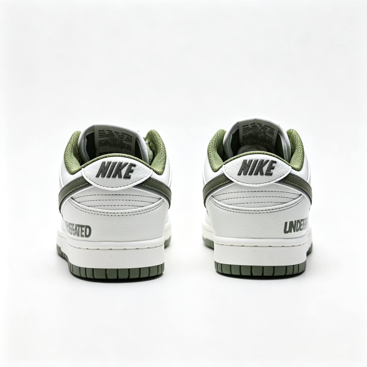 Nike Dunk Low — White / Olive Green Swoosh / Leather